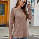 SimpleFun Women's Tunic Sweaters Lightweight Fall Casual Long Sleeve Crewneck Pullover Tops (Brown)