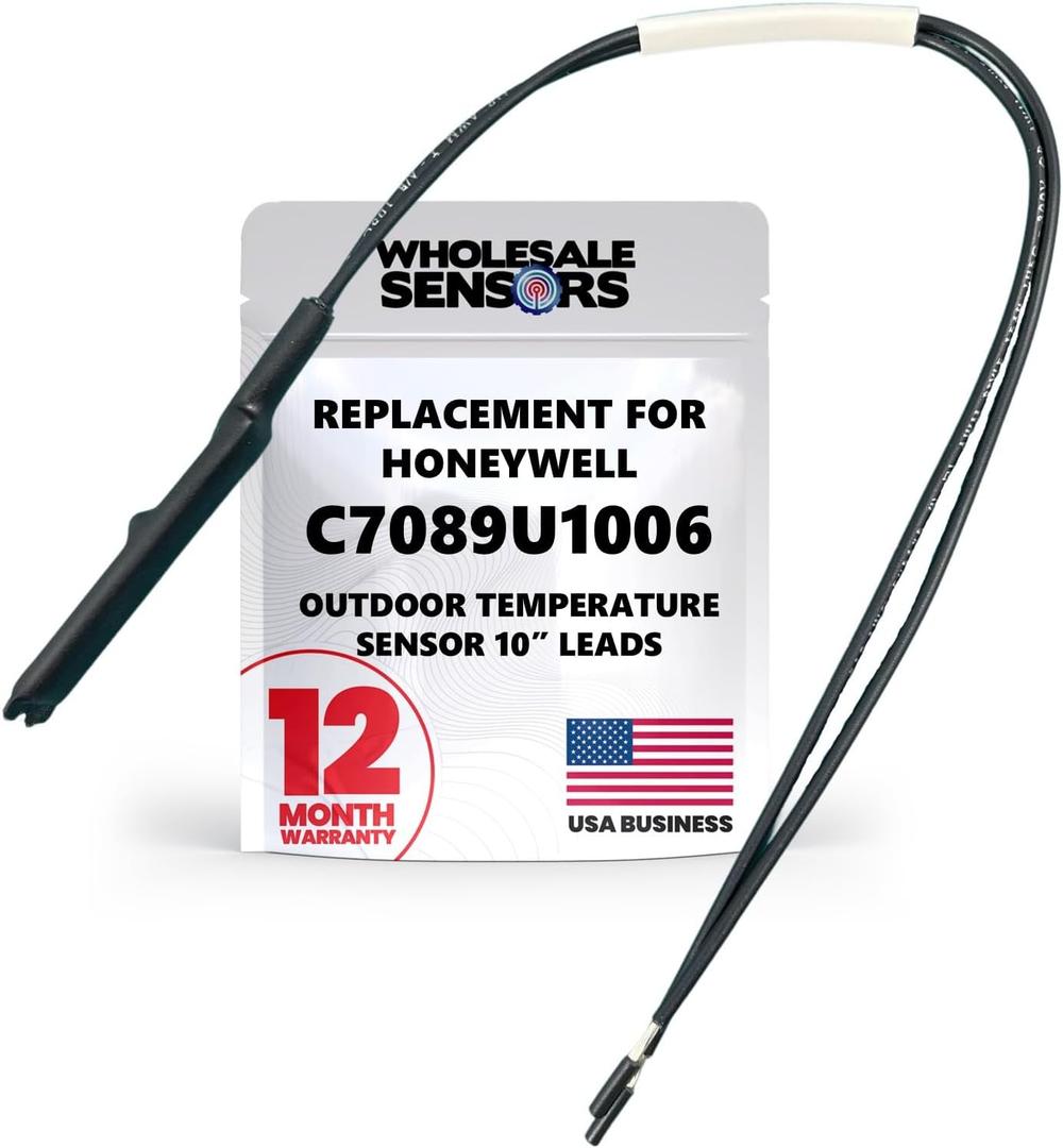 Replacement Honeywell C7089U1006 Outdoor Temperature Sensor with 10" Wire Leads