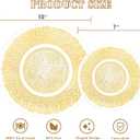 100PCS Clear and Gold Plastic Plates, Gold Disposable Plates Heavy Duty, Elegant Floral Plastic Plate Include 50 Dinner Plates and 50 Dessert/Salad Plates for Party & Thanksgiving