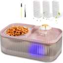 Marchul Cat Water Fountain and Stainless Steel Food Bowl, 100oz/3L Super Quiet Automatic Pet Water Dispenser with Smart Pump and 3 Replacement Filters for Cats and Small Dogs, Pink