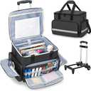 CURMIO Rolling Teacher Tote Bag with Wheels, Teaching Work Bag with Padded Sleeve for up to 14 Laptop for Teaching, Office, Black(Bag Only)