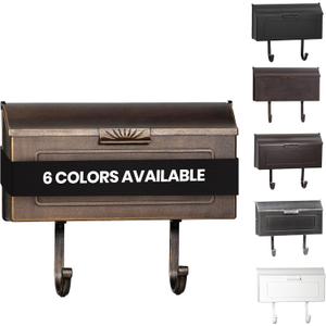 Cast Aluminum Metal Mailbox with Newspaper Hooks, Easy to Install Wall Mount, Heavy Duty, Rustproof Paint, Horizontal Mail Box for Outside House Porch - 16 x 4.25 x 8.25 (Antique Bronze) Cast Aluminum Metal Mailbox with Newspaper Hooks, Easy to Install Wall Mount, Heavy Duty, Rustproof Paint, Horizontal Mail Box for Outside House Porch - 16 x 4.25 x 8.25 (Antique Bronze)