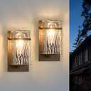2-Pack Outdoor Wall Light, Brown Exterior Waterproof Lanterns,Porch Sconces Wall Mounted Lighting with E26 Sockets & Textured Glass Shades, for Garage,Doorway,Patio,Front Door