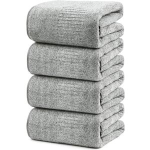 SEISSO Bath Towels Set of 4 Premium Bath Towels 35” x 63” Oversized Towels for Bathroom Quick Drying & Lightweight Bath Sheets Towels for Adults - Multipurpose Use as Bathroom, Shower (Grey)