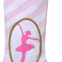 2 x 19 inch Ballet Christmas Stocking, Ballerina & Gold Trim Design, Fireplace Decor for Family Holiday Party Supplies Gifts