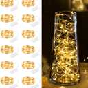 Minetom 12 Pack Fairy Lights Battery Operated -7ft 20 LED Silver Wire String Lights, Waterproof Mini Firefly Lights for DIY, Wedding, Mason Jars, Crafts, Christmas Garlands, Party Decor (Warm White)