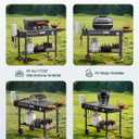 Portable Grill Cart Table with Wheels, for 17-22 Inch Blackstone Griddle Stand, Foldable BBQ Prep Station with Seasoning Tray