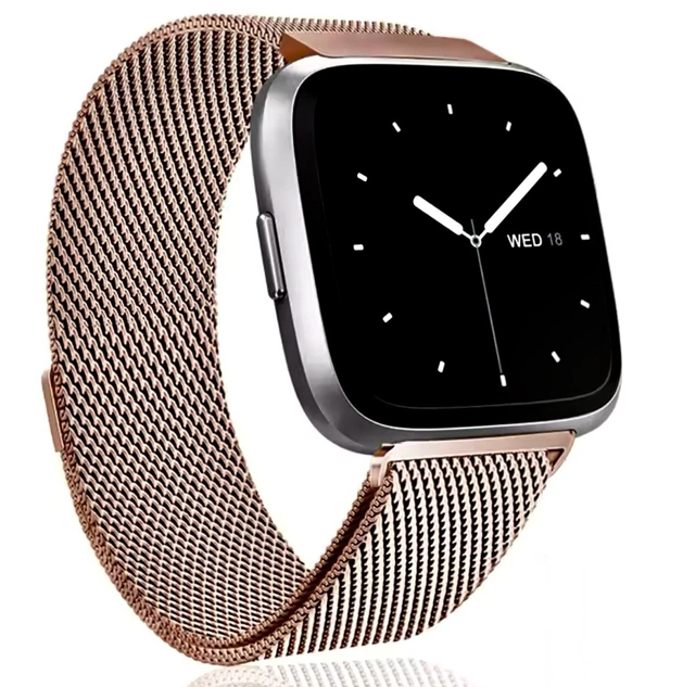 STAINLESS STEEL MESH BAND FOR USE WITH FITBIT VERSA ROSE GOLD - New