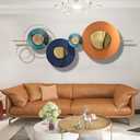 Metal Geometric Round Wall Art Abstract Metal Wall Decor for Living Room, 3D Modern Orange Circle Large Wall Art Circular Wall Decor Hanging Wall Sculptures Artwork for Outdoor Bedroom (Orange) (Orange)