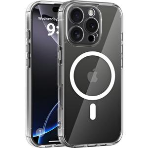COOLQO Magnetic for iPhone 16 Pro Case, Compatible with MagSafe, 15 FT Military Grade Drop Protection, Scratch-Resistant Back Non-Yellowing Protective Shockproof Slim Phone Bumper Case, Clear