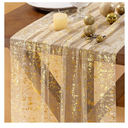 Socomi Gold Table Runner Beige Gauze Sheer Chiffon Cheesecloth Sequin 10FT Glitter Metallic Foil Dining Wedding Birthday Party Spring Anniversary Holiday Centerpiece Table Decor Beige