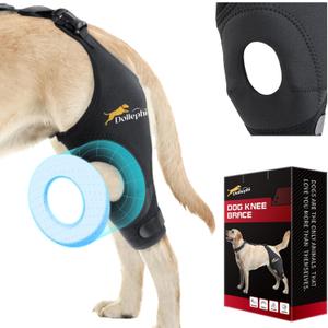 Dog Knee Brace for Torn ACL Hind Leg, Support for Patella Dislocation or Osteoarthritis, Cruciate Ligament Injuries, Cut-Out Non-Slip Wrap Promotes Patellar Stability(Left Leg, L)