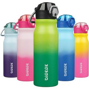BJPKPK 25oz Insulated Water Bottle With Straw Stainless Steel Double Wall Water Bottles BPA Free Leak Proof Thermo With Lockable Flip Lid And Soft Silicone Spout,Bamboo Grove
