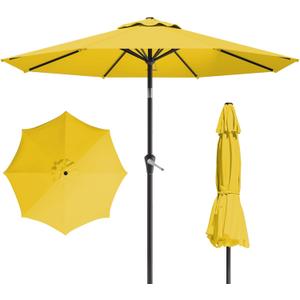 10FT Patio Umbrella, Outdoor Umbrella with Push Button Tilt and Crank, 8 Sturdy Ribs, UV Protection & Waterproof Market Umbrella for Pool, Backyard, Beach,Deck (Yellow)