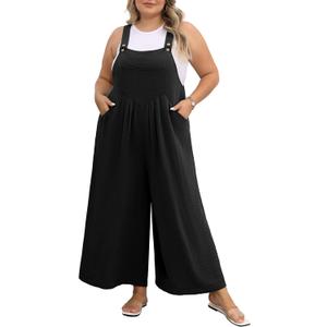 OLRIK Plus Size Jumpsuit for Women Wide Leg Adjustable Straps Overalls Loose Fit Romper with Pockets Spring Summer, 3XL