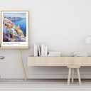 Natural Oak Frame Wall Art, 8X10 inch Greek City Tourist Landscape Poster Canvas Wall Printing, Classic City Landmark Wall Decoration, Suitable Bedroom for Living Room