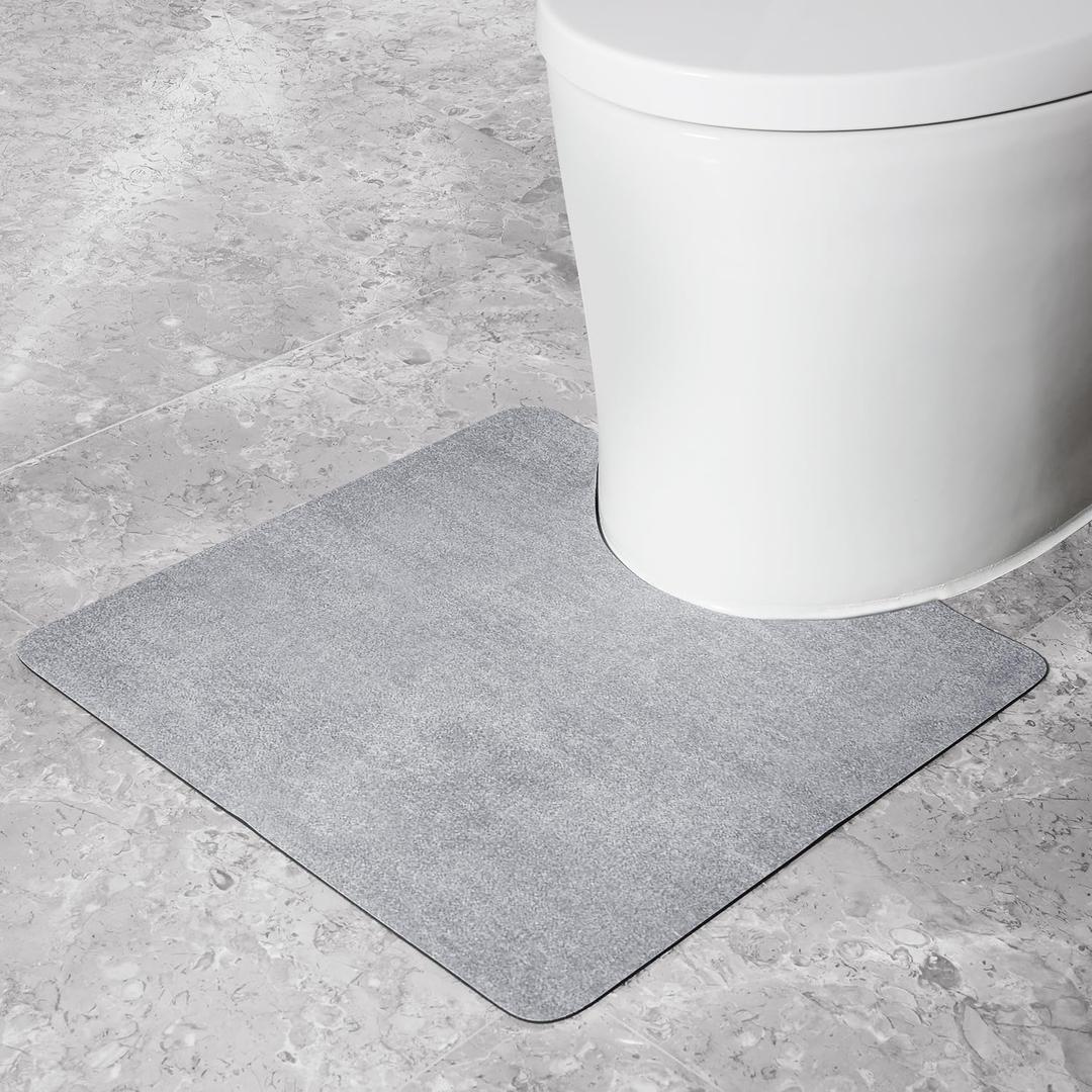 Stiio Thin Toilet Rugs U-Shaped 20x20, Soft Absorbent Microfiber Bathroom Rugs, Non-Slip Bathroom Mats, Quick Dry Easy Clean for Kitchen, Bathtub, Sink, Grey