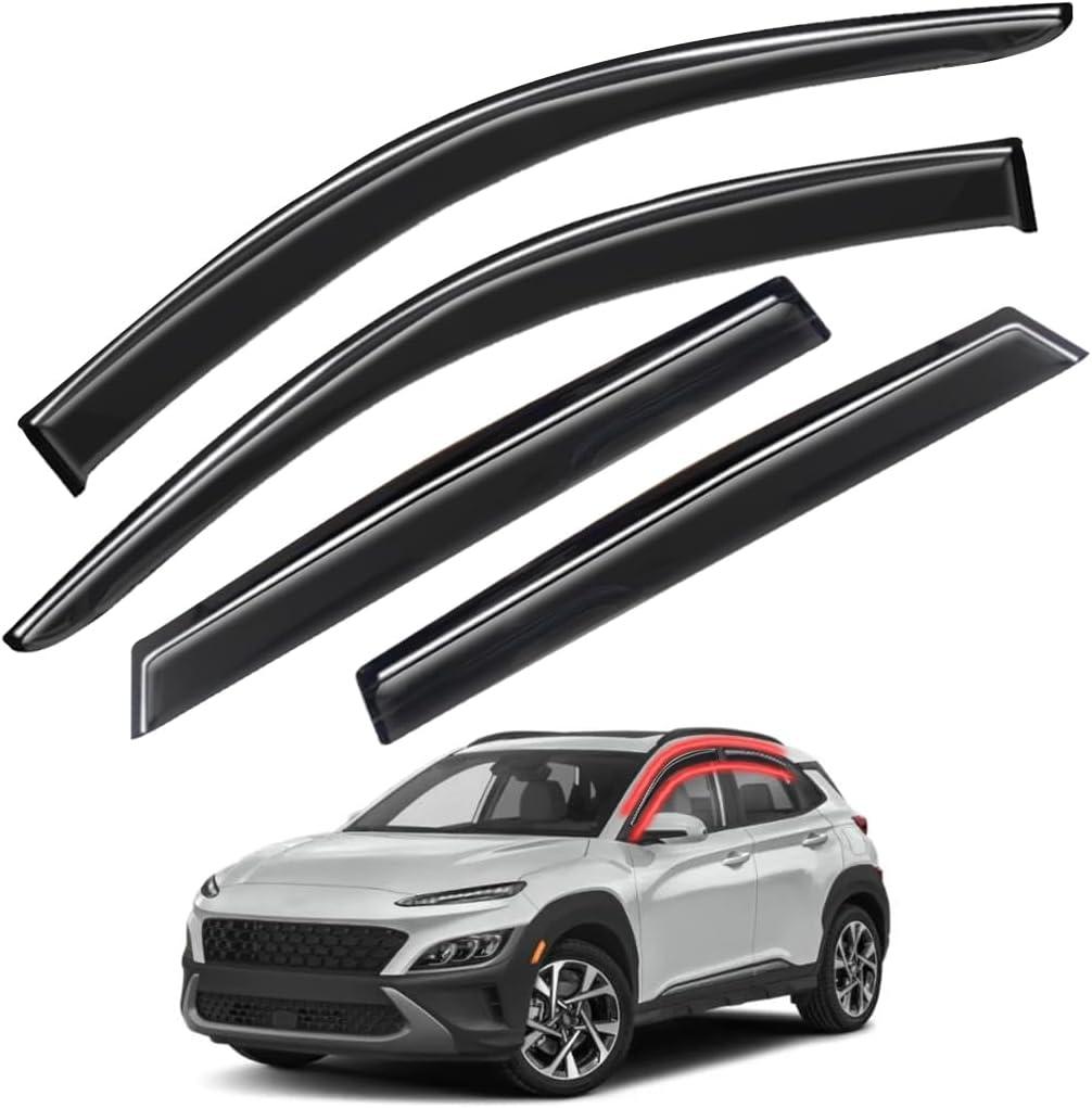 Window Visors Rain Guards FIT 2018, 2019, 2020, 2021, 2022, 2023 Hyundai Kona SE, SEL, Plus, Night, Limited, Ultimate  Side Window Deflectors Vent Shades Sun/Rain Guards 4PCS