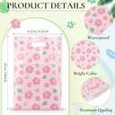 Czlotyh 120 PCS Hawaiian Plastic Party Gift Bags Tropical Multicolor Hibiscus Monstera Treat Candy Goodie Bag Party Favor with Die Cut Handle for Birthday Hawaii Summer Luau Themed Event Supplies