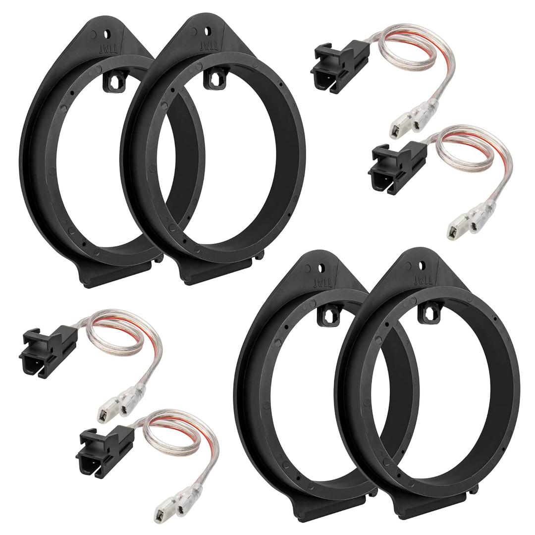 RED WOLF 4PCS 6.5 Inch Speaker Adapter Spacer Ring w/Speaker Wiring Harness Plug Replacement for GMC Sierra/Chevy Silverado/Buick 1995-2012, Cadillac 1988-1999 Aftermarket Door Speaker Bracket Kit
