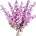 Purple Long Stem Delphinium Artificial Flower 6pcs Fake Larkspur Artificial Flowers 35.43''Silk Flower for Tall Vase Floral Arrangement Wedding Centerpieces Home Garden Party Decor(Purple)