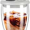 PARACITY Double Wall Glass Coffee Mug, Glass Coffee Cup with Silicone Lid 12 OZ, Insulated Coffee Mug for Milk, High Borosilicate Glass Double Walled Cup for Travel & Home(Grey)