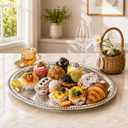 4 Pack Silver Serving Trays Set 20 x 15 Inch, Stainless Steel Serving Tray
