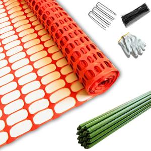 PotatoLife Plastic Fence Extra Strength with Stakes, 23.6'' x 100' Roll (Orange, 23.6'' x 100')