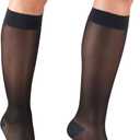 Truform Sheer Compression Stockings, 15-20 mmHg, Women's Knee High Length, 20 Denier, Charcoal, X-Large (X-Large (1 Pair))