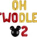 Red Oh Twodles Balloon Birthday Banner Party Supplies Number 2 Balloon for 2nd Second Boy Birthday Party Decoration 13PCS Kit of Geloar (Red)