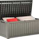 YITAHOME 120 gallon large deck box, resin outdoor storage box with lockable back lid for outdoor pillows, garden tools and pool supplies