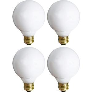 (4 Pack) G25 Incandescent Incandescent Light Bulb 2700K Soft Light, Decorative Globe Light Bulbs,E26 Medium Base, Perfect for Pendant Bathroom/Vanity Mirror Makeup, Dimmable. (White-Finish, 25-Watt)