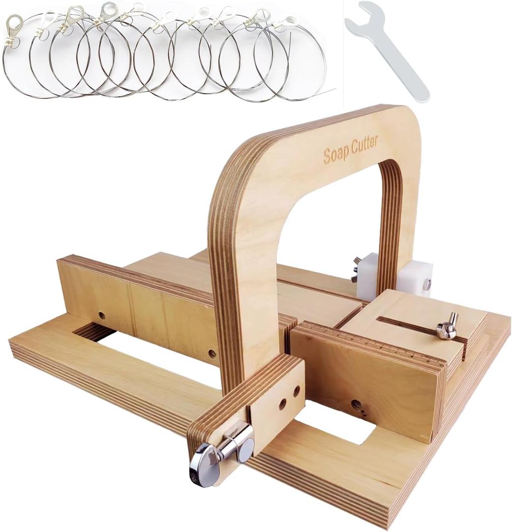 Wooden Soap Cutter for Handmade Soap Making Professional, Soap Cutter Slicer with Adjustable Cutting Wire & Scale forCheese, Butter, Cake, Bread DIY Making Cutting Tool
