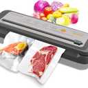 MEGAWISE 202309 Updated Model B w/ 4 Food Type/3 Bag Type Selection Food Vacuum Sealer Builtin Cutter for Fresh Saver of all food types moist, dry cold (Machine grey)