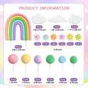 38Pcs Rainbow Cake Topper Boho Groovy Hippie Cake Decorations Pastel Balls Daisy Flower Cake Toppers for Retro Hippie Party Girl Birthday Party Groovy Bohemian Rainbow Wedding Party Supplies