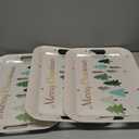 Yousoontic 3 Pcs Christmas Melamine Serving Trays with Handles, 16 x 11 Inch Rectangular Christmas Tree Platters, Reusable Holiday Serving Dishes for Food Holiday Hosting