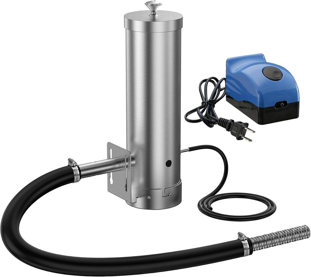 Cold Smoke Generator with Lid & Air Pump, Portable Electric BBQ Smoker, Wood Pellets Outdoor Smoker, Grill Accessory Barbecue Tools for Meat Vegetable, Hot & Cold Smoking, Stainless Steel