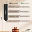 SIMPLETASTE Milk Frother Handheld Electric Foam Maker, Drink Mixer with Stainless Steel Whisk for Cappuccino, Bulletproof Coffee, Latte, Black, without Stand, USB-C Rechargeable