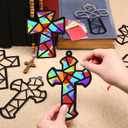 24 Sets Religious Cross Crafts Religious Tissue Paper Christian Crafts Kit DIY Christian Art Kit Resurrection Church Ornaments Jesus Sunday School Gifts
