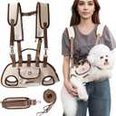 Dog Sling Backpack Carriers - Adjustable Pet Lift Harness Gear, Breathable Dogs Carrying Lifting with Traction Leash Shoulder Straps and Treat Bag for Cats Walking Hiking Travel (S, 4-8lbs)
