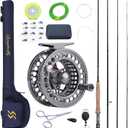 Sougayilang Fly Fishing Rod and Reel Combo, 4 Pieces Ultra Lightweight Portable Fly Rod and CNC Machined Aluminum Alloy Reel Complete Starter Package with Rod Bag
