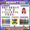 4 x 44 Pcs Crayon Classroom Bulletin Board Decorations Get Ready for Colorful Year Crayon Paper Cutouts for Back to School Classroom Teacher Students Chalkboard Door Wall Decor Supplies