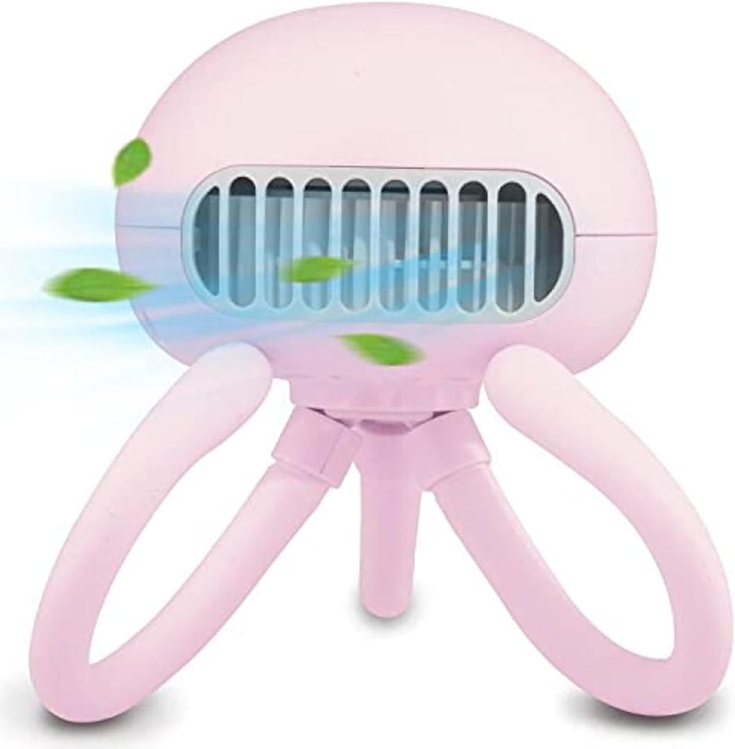 Portable Bladeless Fan - Mini Handheld Fan with Flexible Tripod, Clip-on for Stroller, Car Seat, Crib, Bike and Desktop - 3 Speeds, Rechargeable Battery Operated (Pink)