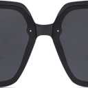 AMOMOMA Vintage Oversized Square Sunglasses for Women,Fashion Big Sun Glasses UV400 Protection AM6636 (Black/Grey)