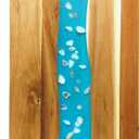 18-Inch Acacia Wood & Resin Cutting Board with Sea Shell Inlay  Elegant Tray for Cheese, Fruit & Entertaining  Doubles as Display Stand & Gift for Wedding, Housewarming or Hostess