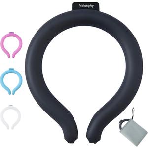 Neck Cooling Tube with Insulated Bag, Reusable Neck Cooler Ice Ring, 18C/64F PCM Cooling Neck Wrap for Summer Heat Relief, Portable Wearable Cooler for Hot Weather, Outdoor Work Sports Travel(Black)