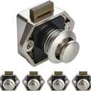 NAERDI 5 Pack RV Lock Push Button Latch Lock Keyless Cabinet Lock Drawer Knobs Pearl Nickel 2cm/0.79in Mounting Hole