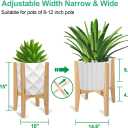 Rnined Plant Stand Indoor, Bamboo Plant Shelf, Adjustable Corner Plants Flower Holders Single Floor Plant Stand, Fits 8 to 12 Inches Pots,(Pot & Plant Not Included)(Nature)