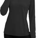 We1Fit Women's UPF 50+ Sun Shirts Long Sleeve Quarter Zip Pullover Lightweight Hiking Running Workout Tops (Black, M)