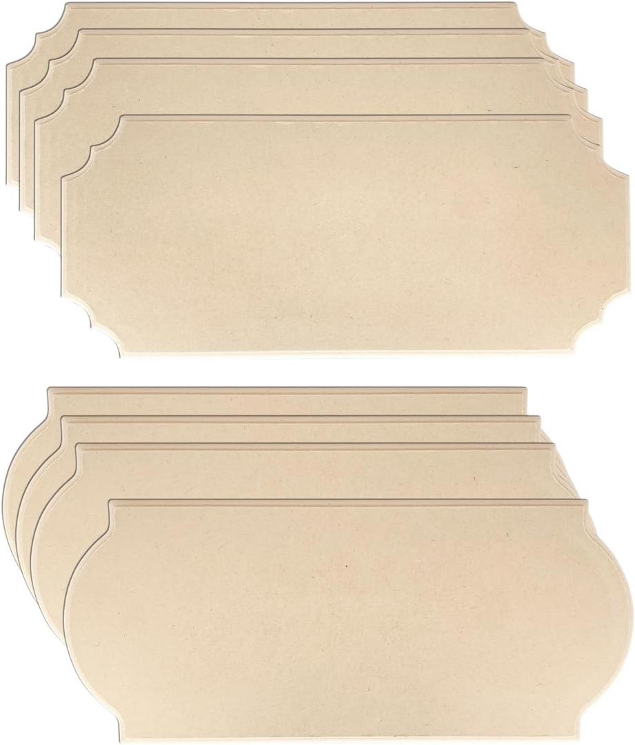 8 Pack Unfinished Wooden Plaques 6"x14"-0.25 Inch Thick Beveled MDF Wood Sign for Burning DIY Crafts